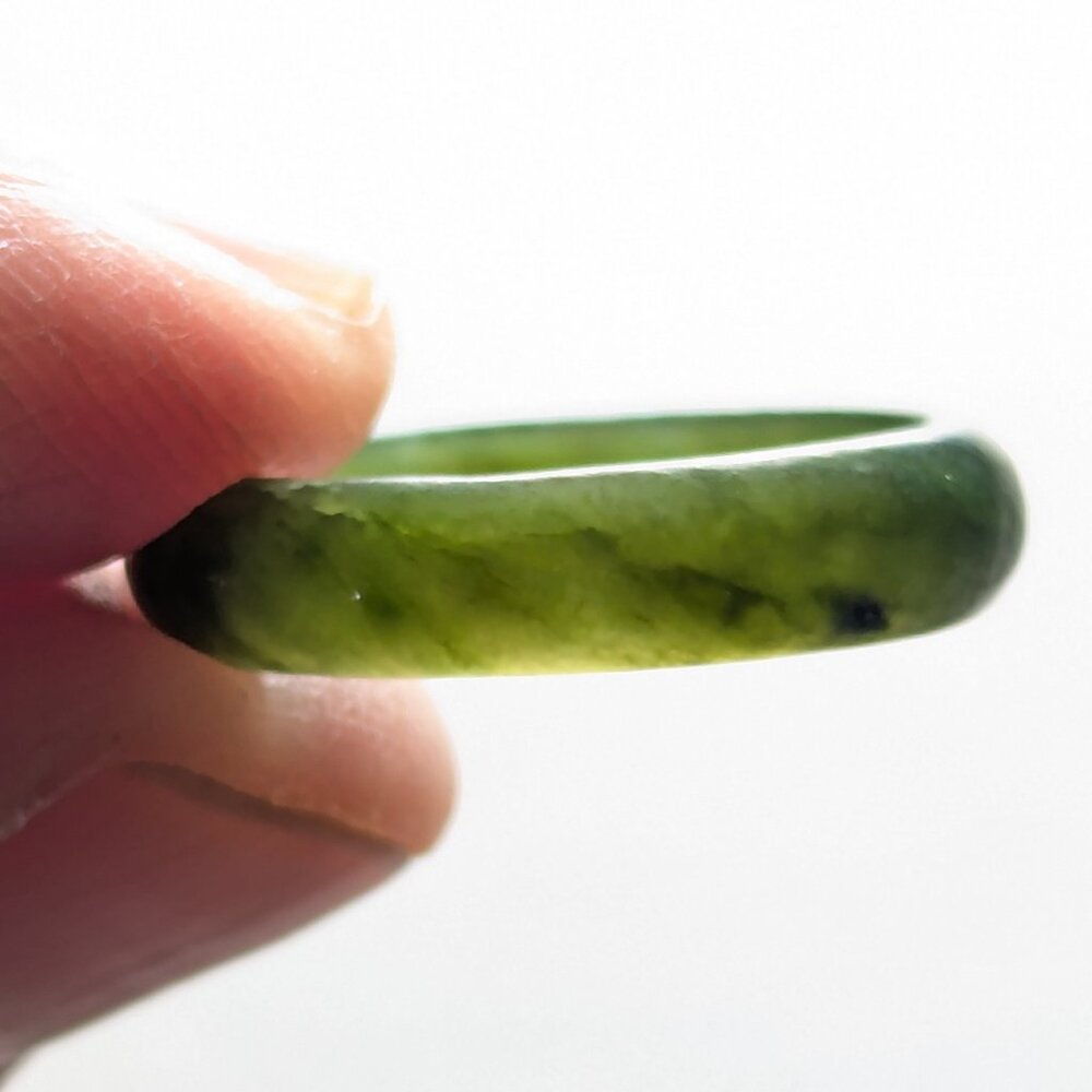 Green jade stone ring size 7, protection from harm good luck jewelry